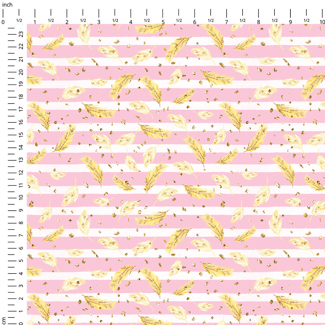Glitter Stripped Feathers Fabric