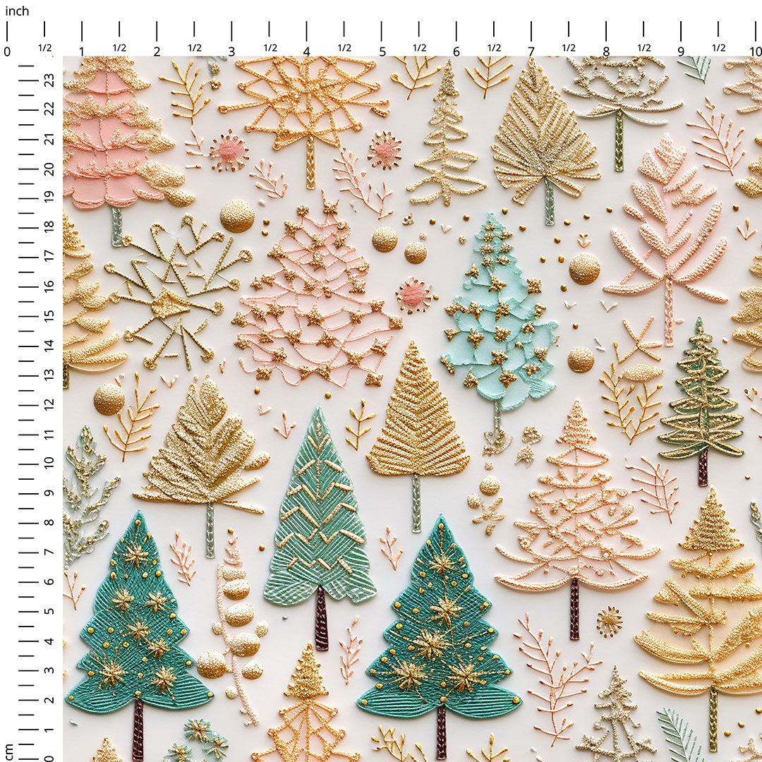 Glitter Trees Embroidery Fabric