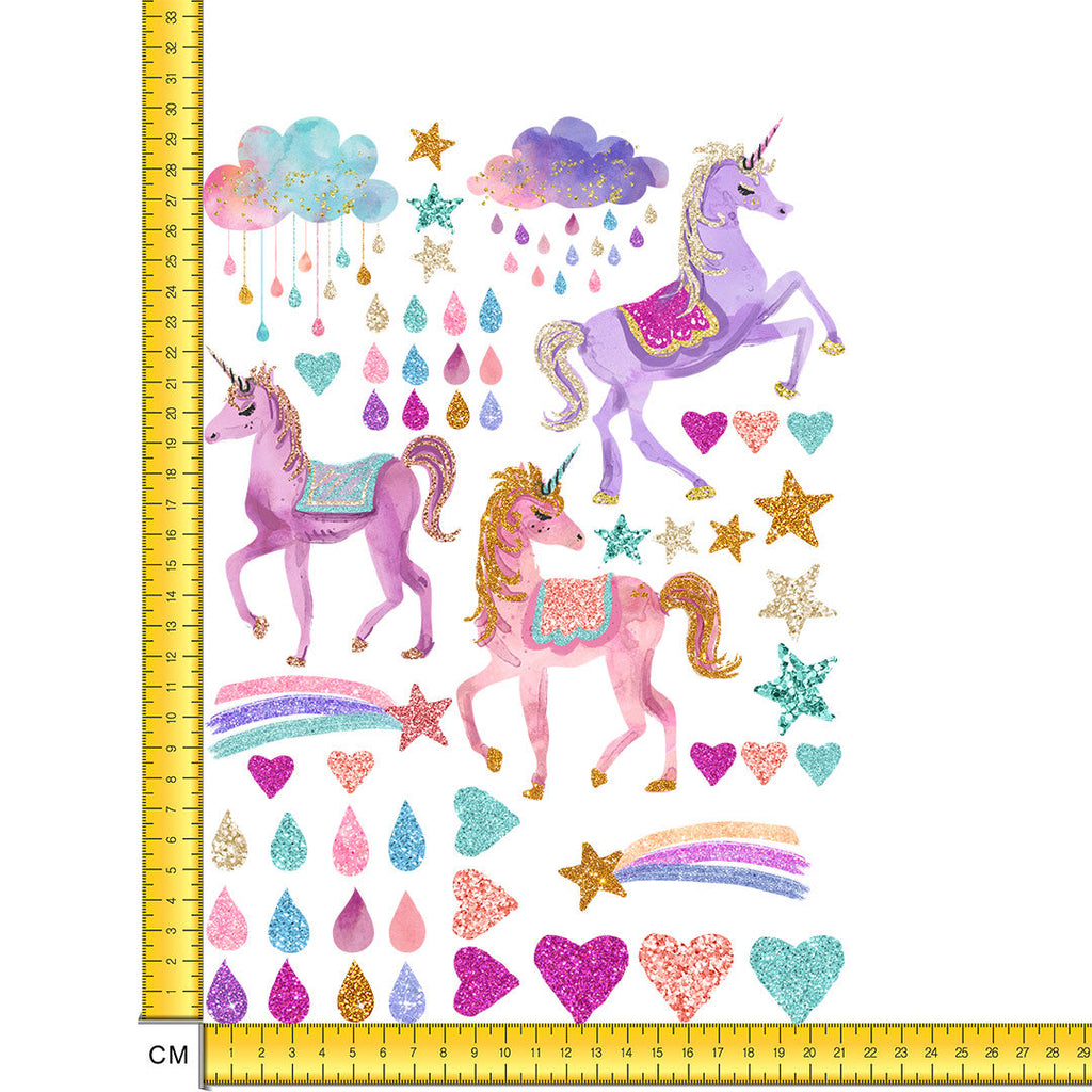 Glitter Unicorns A4 Mix Set Iron on fabric heat transfer DTF-160