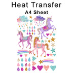 Glitter Unicorns A4 Mix Set Iron on fabric heat transfer DTF-160