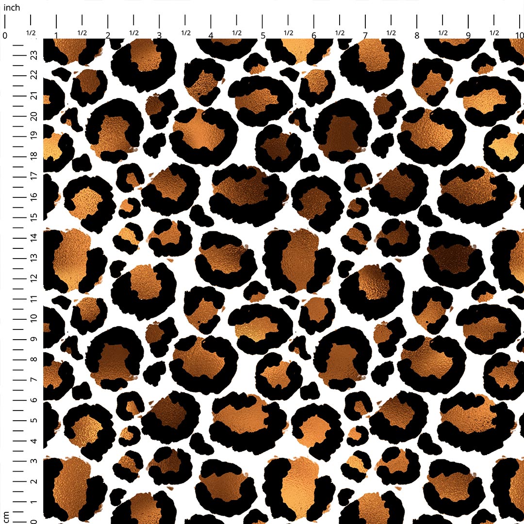 Golden Leopard White Fabric