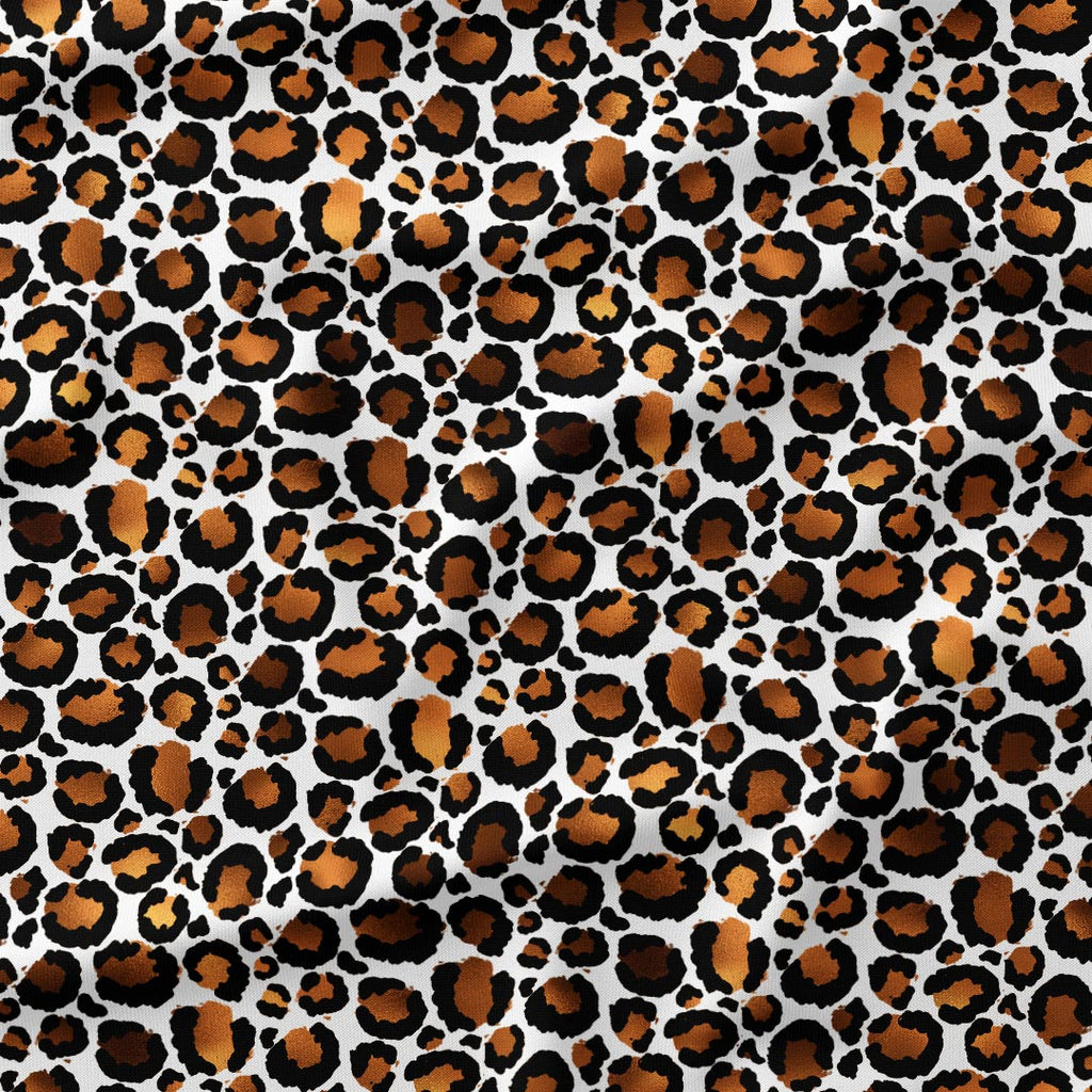 Golden Leopard White Fabric