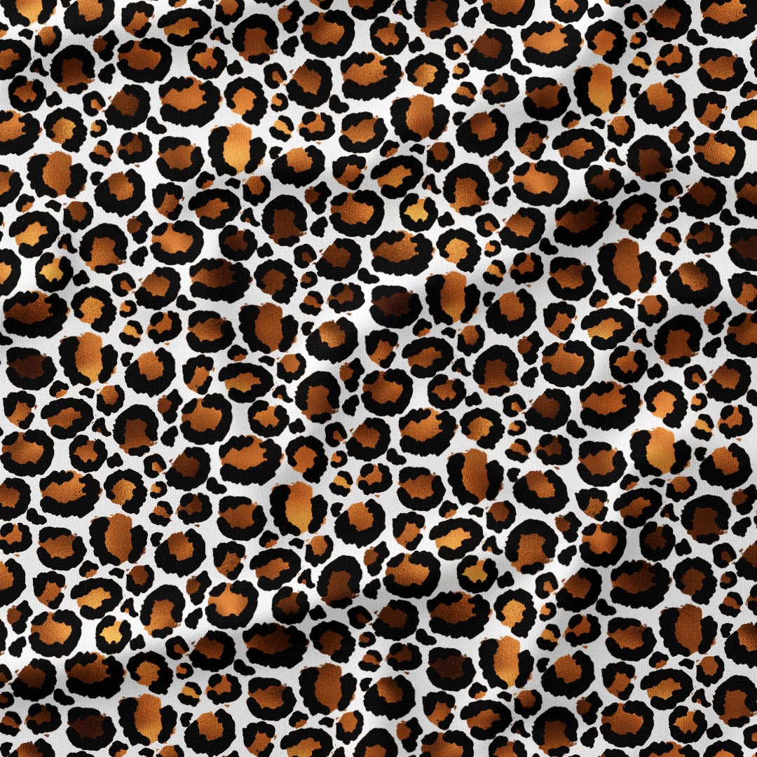 Golden Leopard White Fabric