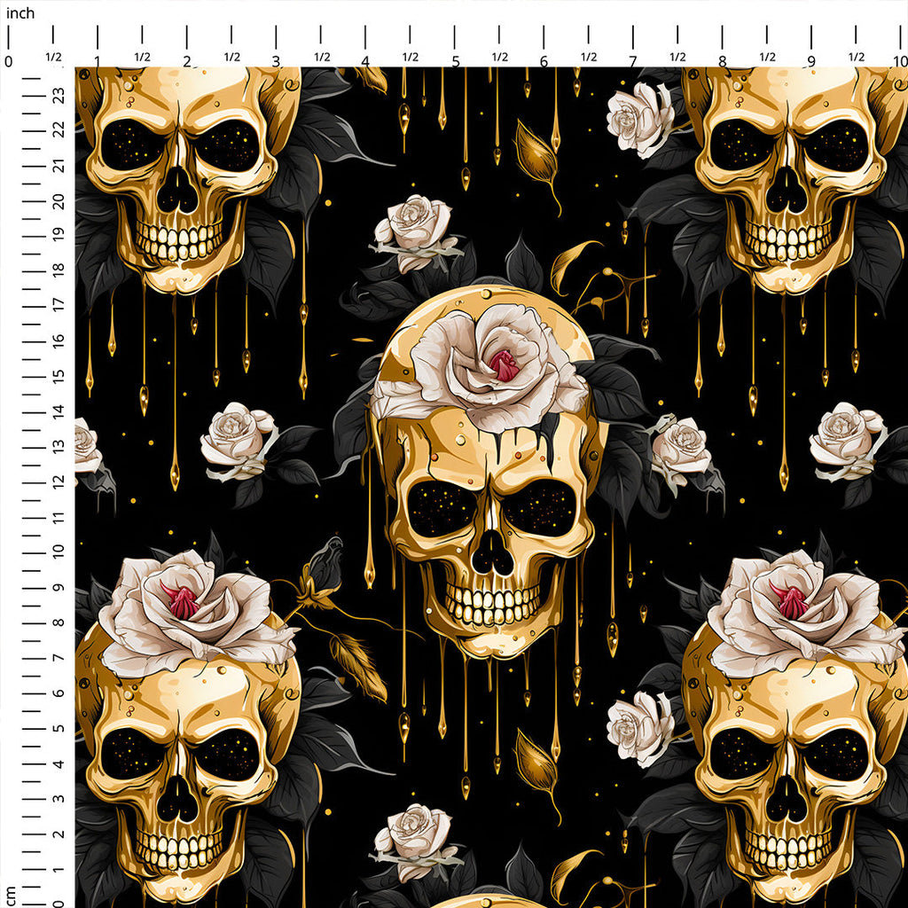 Golden Skulls Fabric