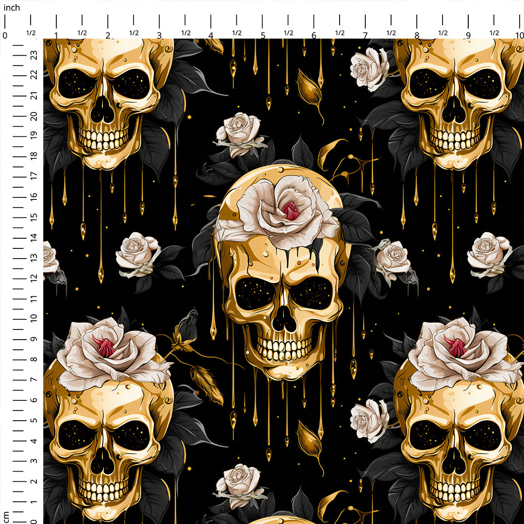 Golden Skulls Fabric