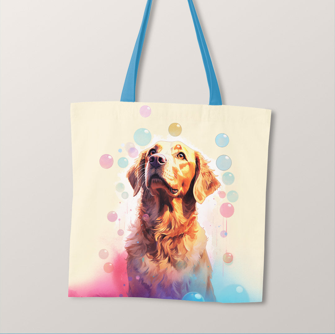 TOTE Golden Retriver Bubbles Dog Fabric Bag Panel TP-133