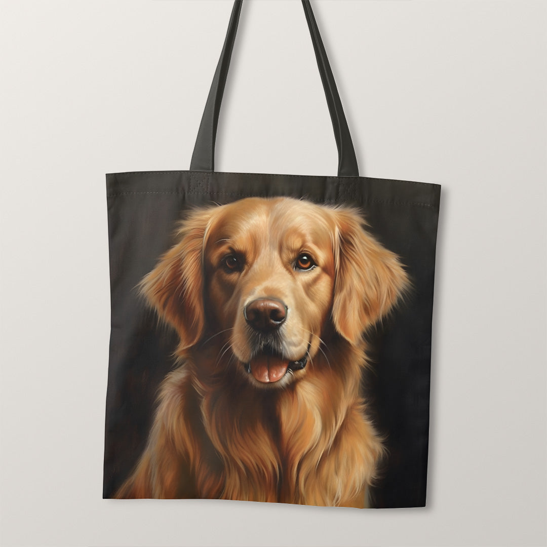 TOTE Golden Retriever Dark Dog fabric Bag Panel