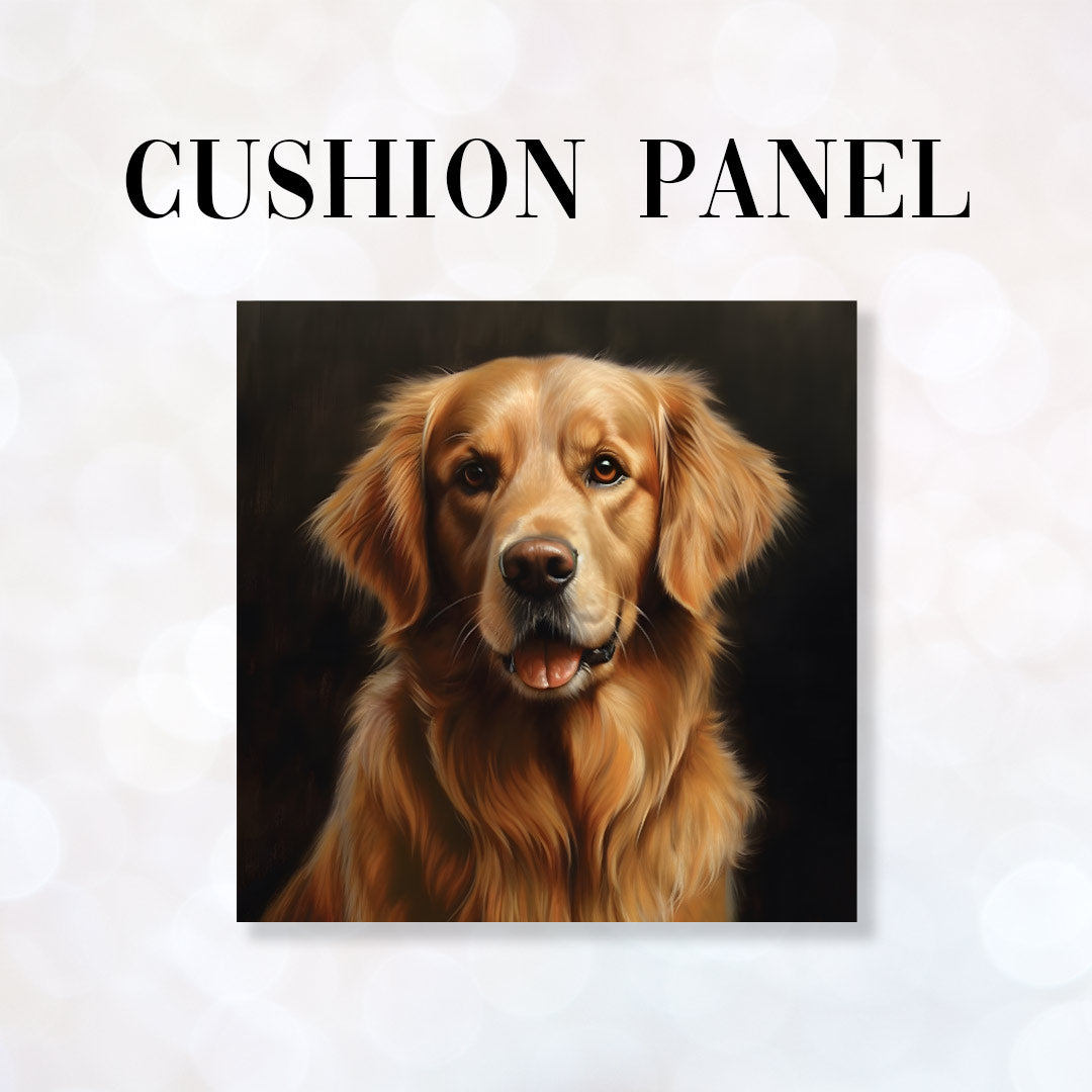 CUSHION Fabric Panel Golden Retriever Dark