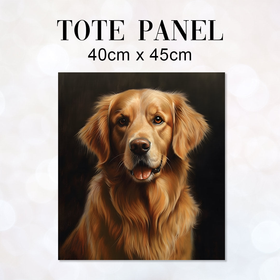 TOTE Golden Retriever Dark Dog fabric Bag Panel