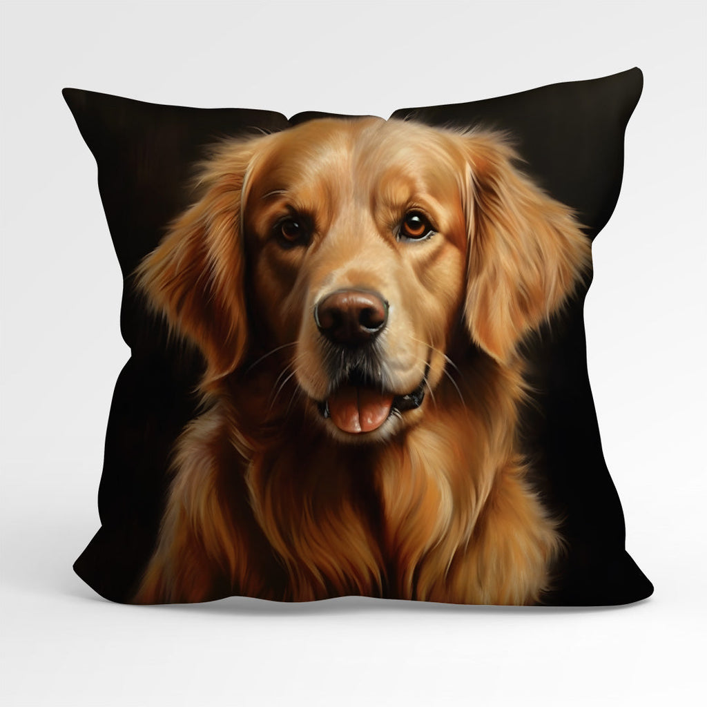 CUSHION Fabric Panel Golden Retriever Dark