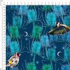 Goldfinches Blue Fabric