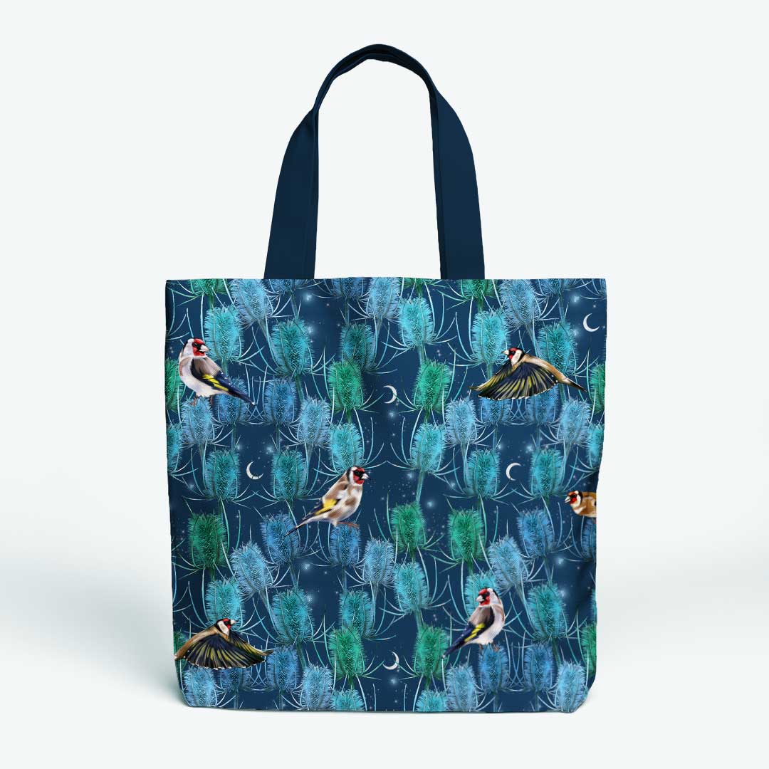 Goldfinches Blue Fabric