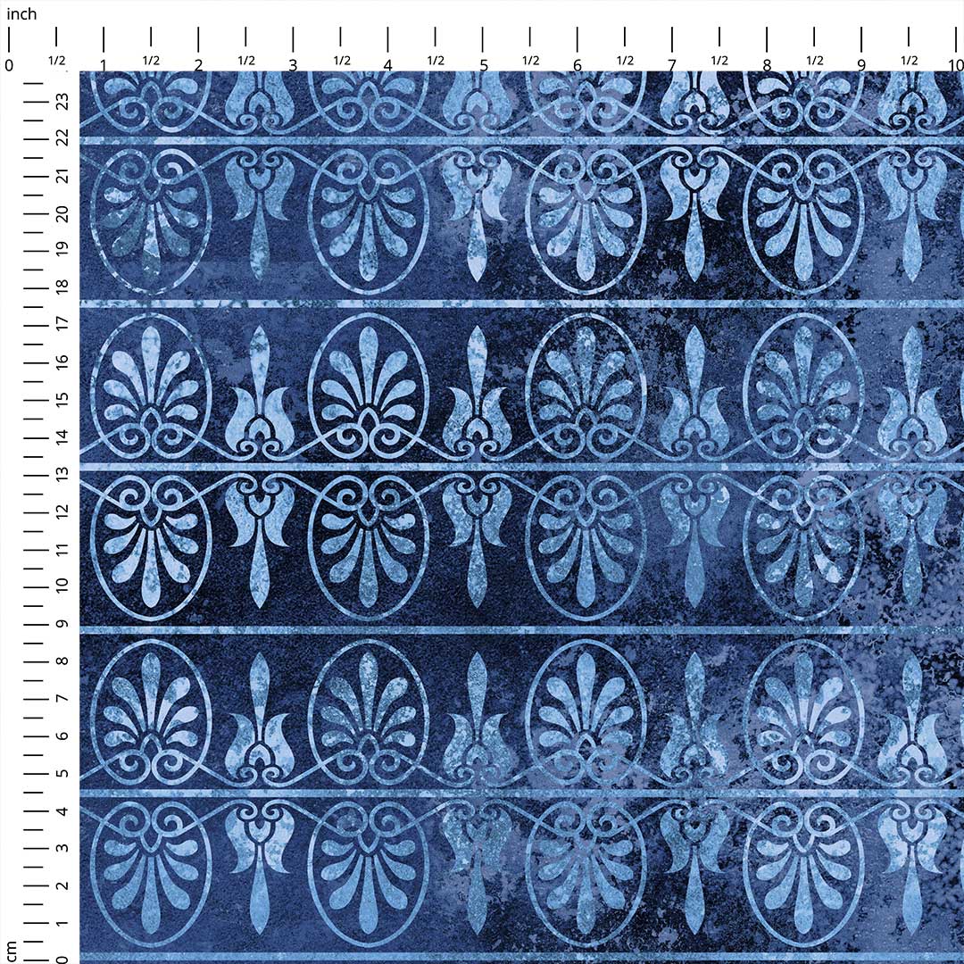 Greek Anthemion Blue Fabric