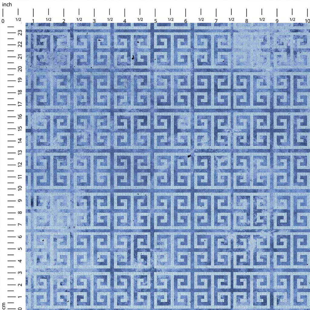 Greek Meander Blue Fabric
