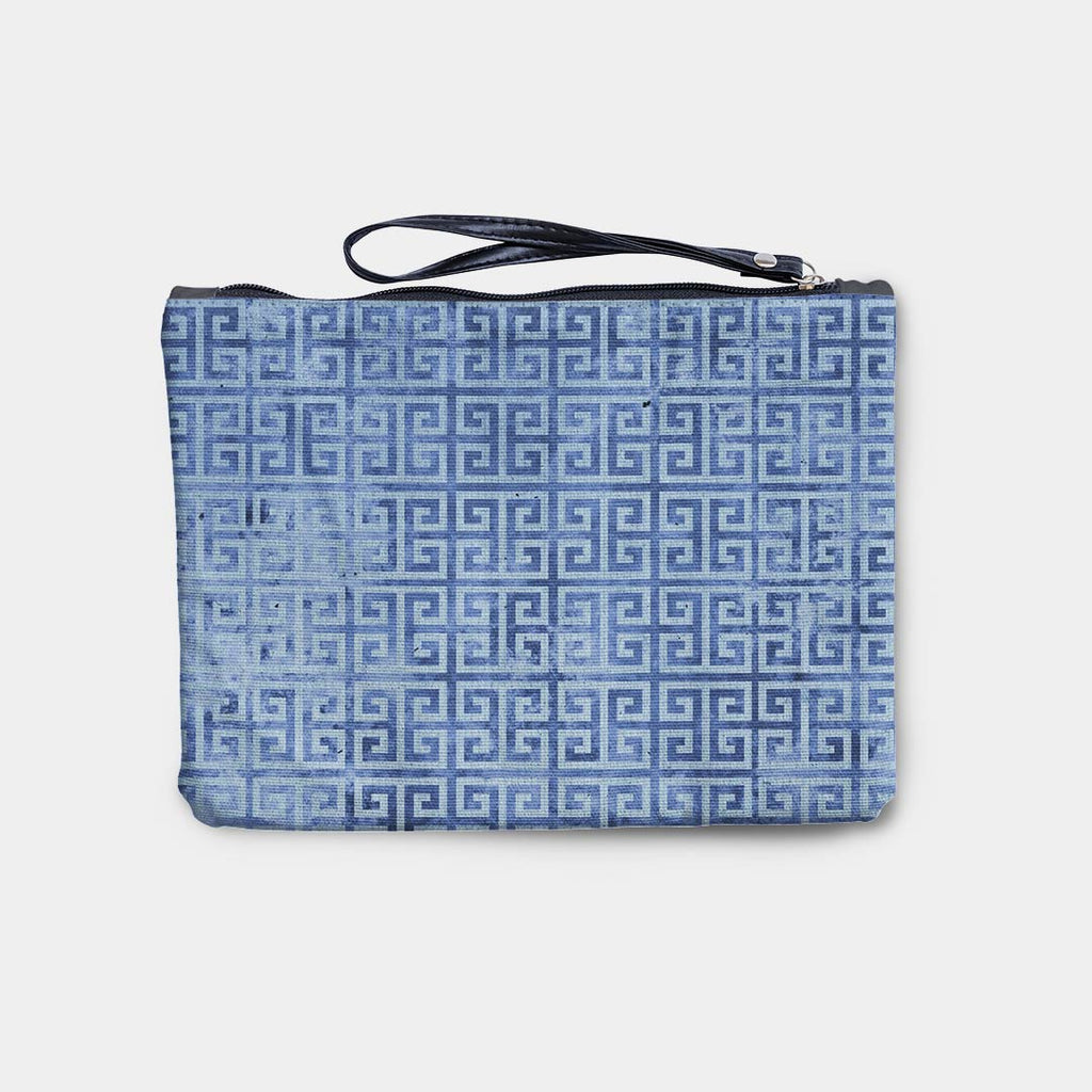 Greek Meander Blue Fabric
