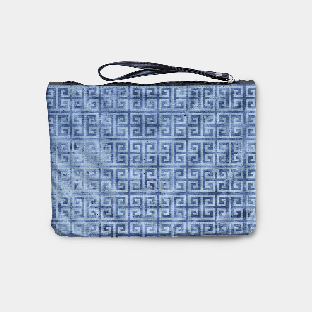 Greek Meander Blue Fabric