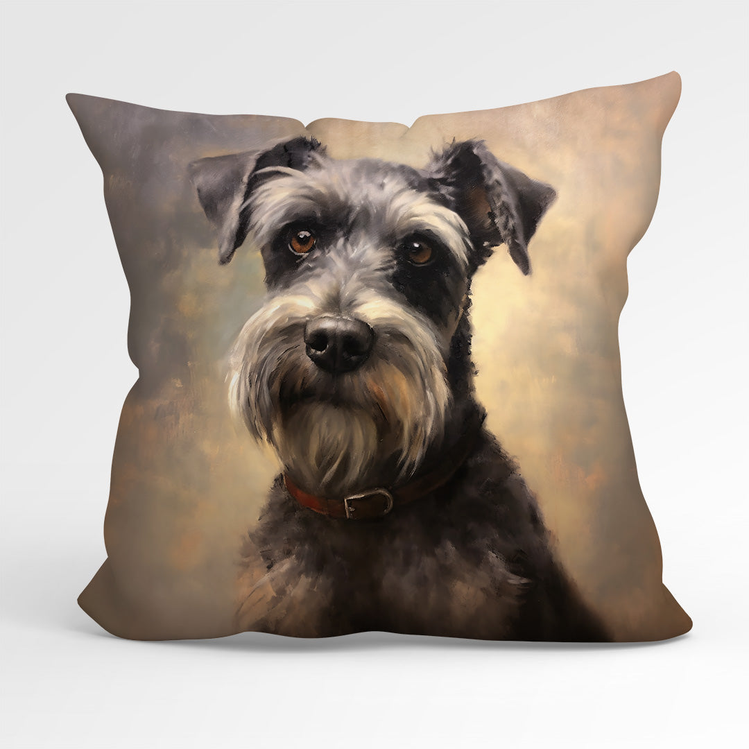 CUSHION Fabric Panel Grey Schnauzer