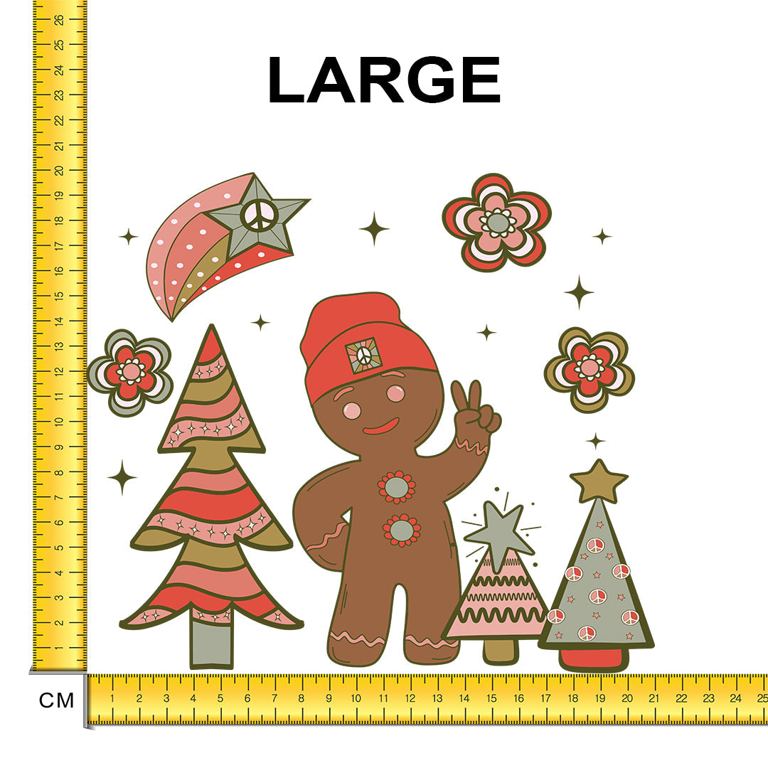 Groovy Gingerbread Man Iron on Fabric Heat Transfer DTF-95