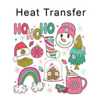 Groovy Pink Christmas Iron on Fabric Heat Transfer DTF-92