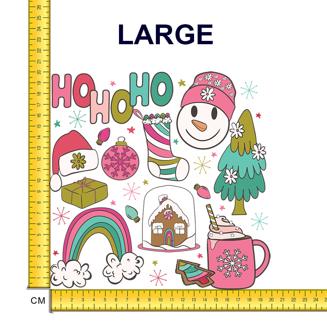 Groovy Pink Christmas Iron on Fabric Heat Transfer DTF-92