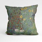 CUSHION Fabric Panel Gustav Klimt Farm Garden wth Sunflowers