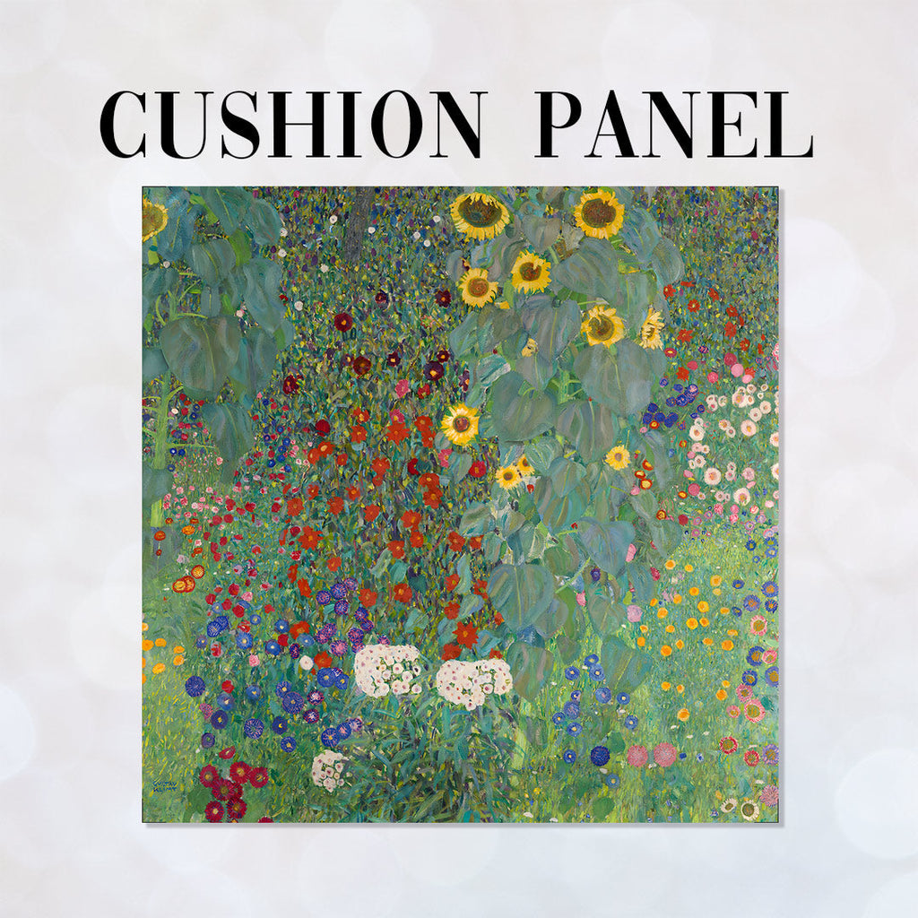 CUSHION Fabric Panel Gustav Klimt Farm Garden wth Sunflowers