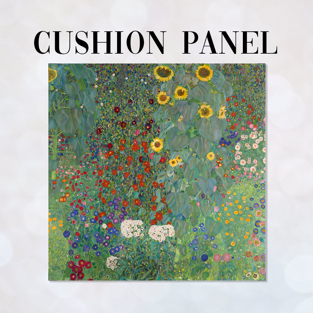 CUSHION Fabric Panel Gustav Klimt Farm Garden wth Sunflowers