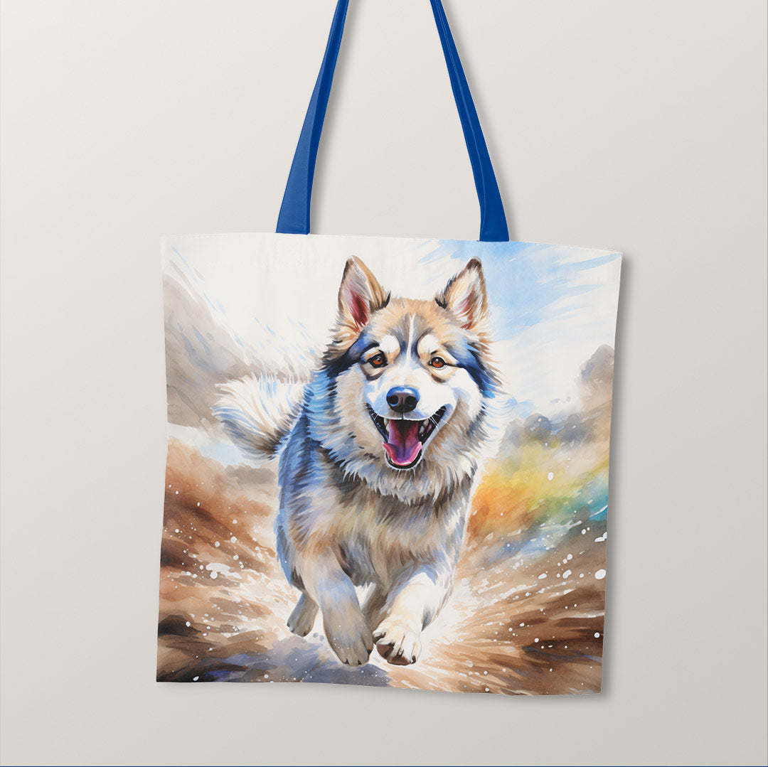TOTE Happy Malamute Dog Fabric Bag Panel TP-134