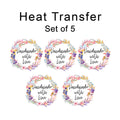 Set of 5 Handmade With Love Wreath Set Iron on Fabric Heat Transfer DTF-383