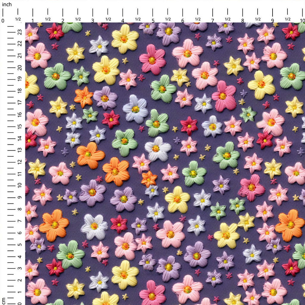 Happy Ditsy Flowers Embroidery Fabric