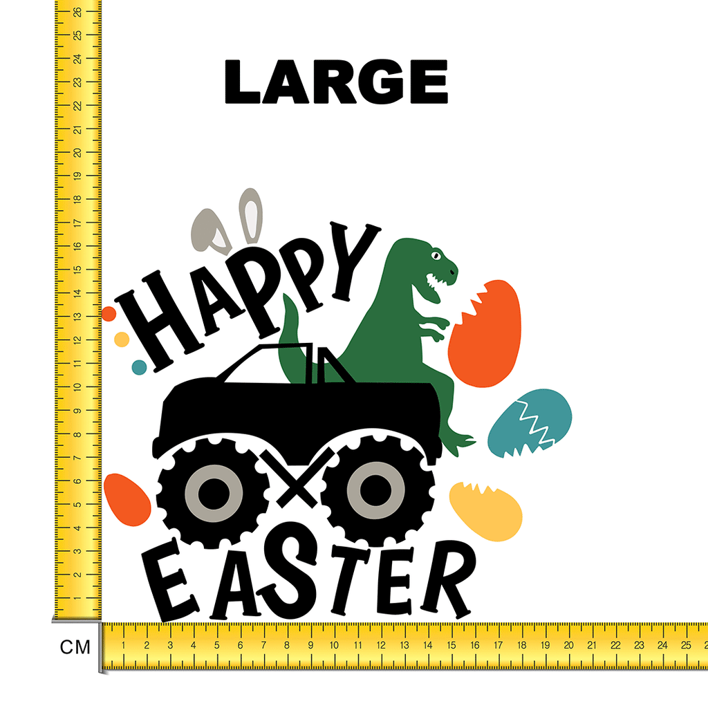 Happy Easter Dino Tractor Iron on Fabric Heat Transfer DTF-108