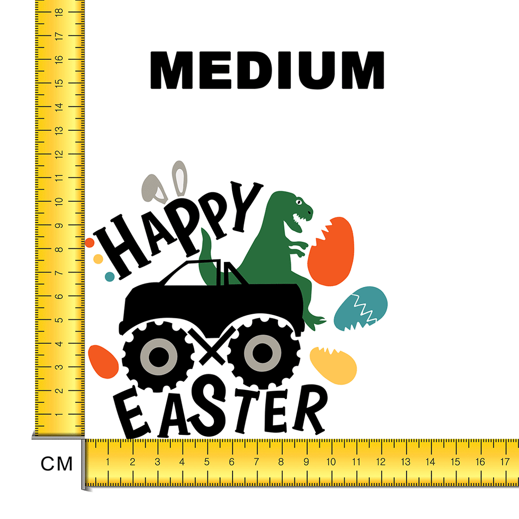 Happy Easter Dino Tractor Iron on Fabric Heat Transfer DTF-108