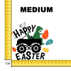 Happy Easter Dino Tractor Iron on Fabric Heat Transfer DTF-108