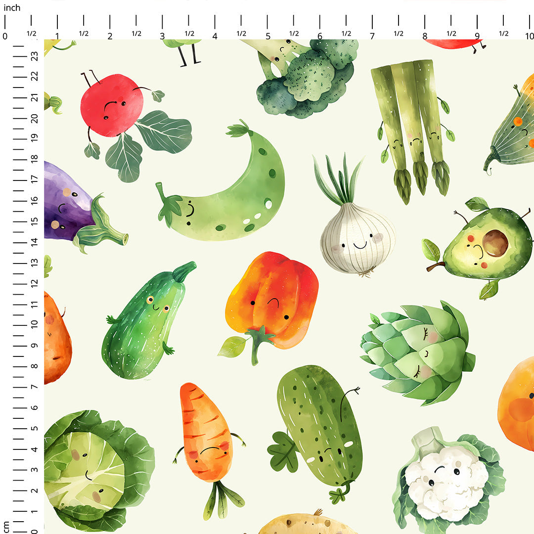 Happy Veggies Fabric