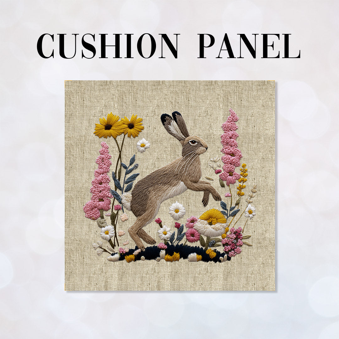 CUSHION Panel Hare on Linen 3 CP-1063