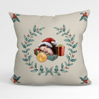CUSHION Fabric Panel Hedgehog Wreath