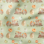 Hedgehogs and Pumpkins Fabric