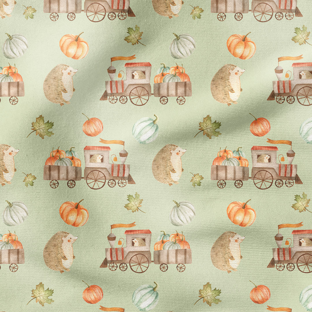 Hedgehogs and Pumpkins Fabric