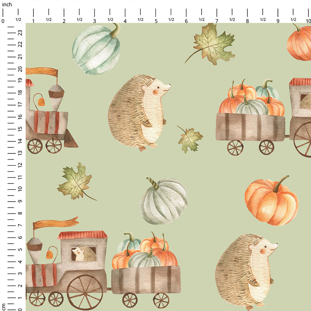 Hedgehogs and Pumpkins Fabric