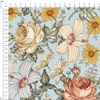 Hibiscus Blue Fabric