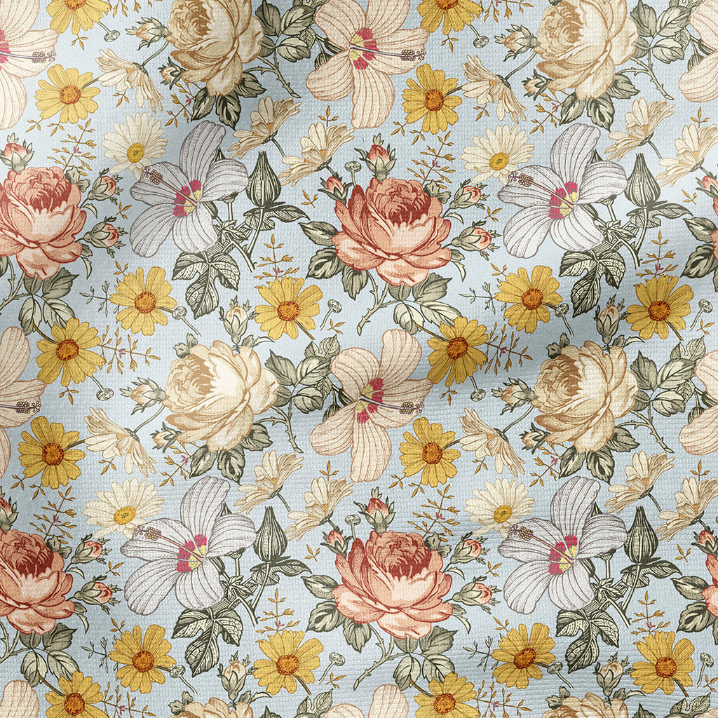 Hibiscus Blue Fabric