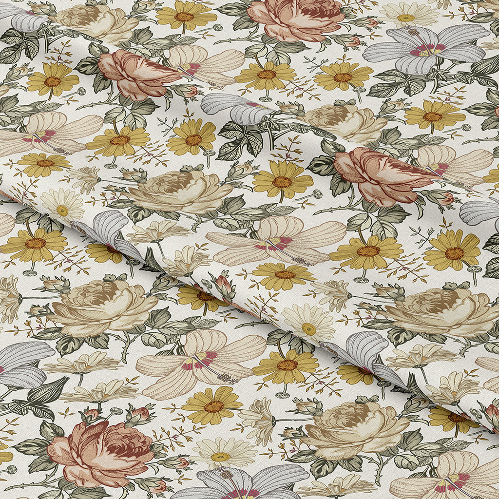 Hibiscus Cream Fabric