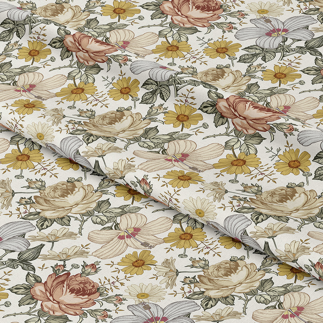 Hibiscus Cream Fabric
