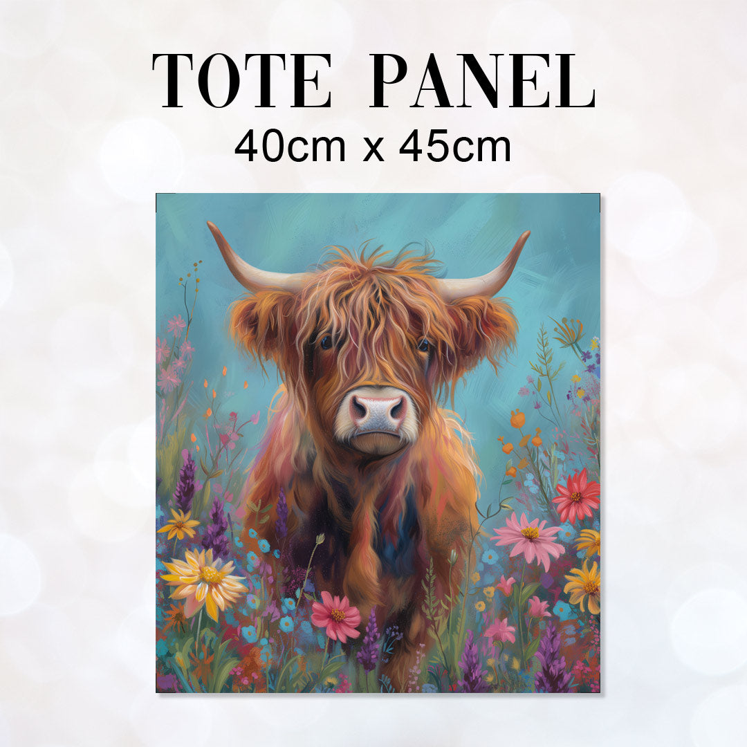 TOTE Fabric Bag Panel Highland Cow Nellie TP-307