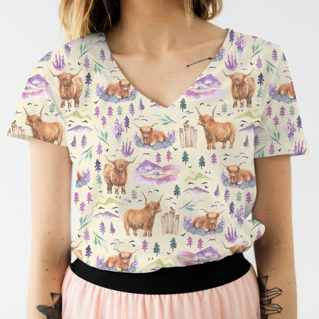 Highland Cow Vanilla Fabric
