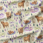 Highland Cow Vanilla Fabric