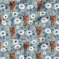 Highland Cows Blue Fabric