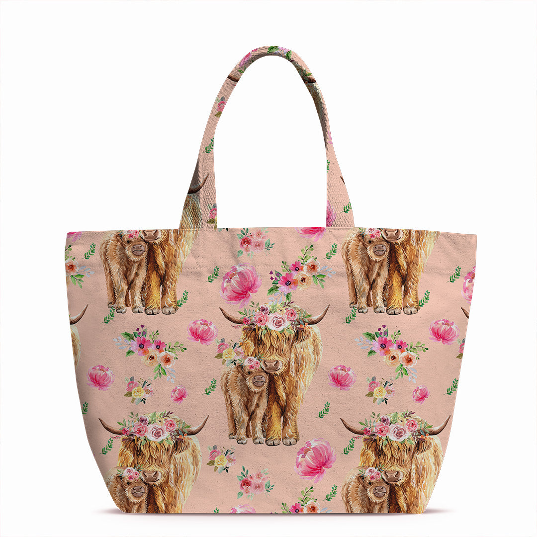 Highland Cows Pink Fabric