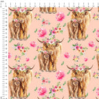 Highland Cows Pink Fabric