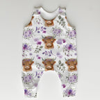 Floral Highland Cow Fabric